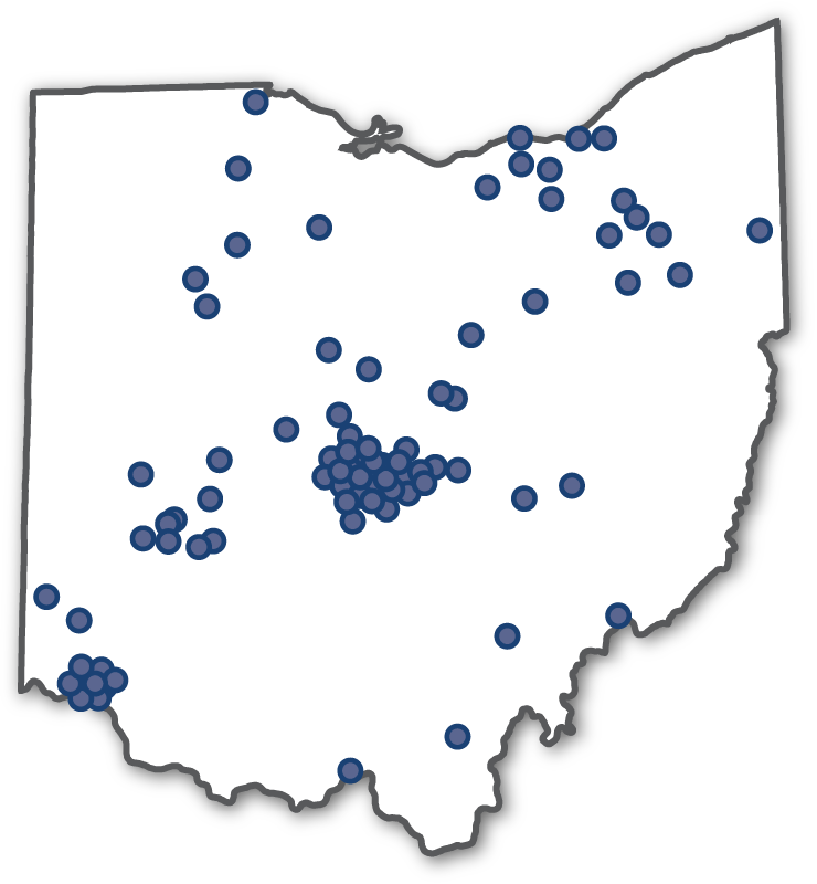 Map of Ohio academic institutions using OSC