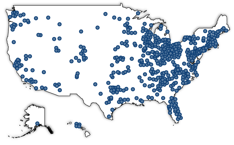 Map of OSC clients, many in Ohio, but also scattered across nearly every region of the United States