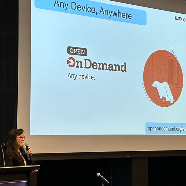 Julie Ma presenting Open OnDemand at Gateways 2023 in Pittsburgh, Pa