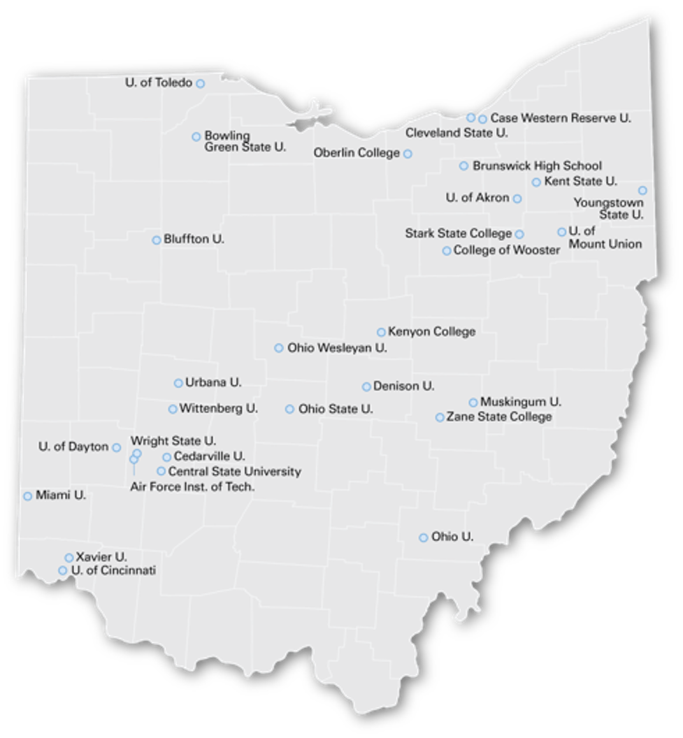 Map of Ohio academic institutions using OSC