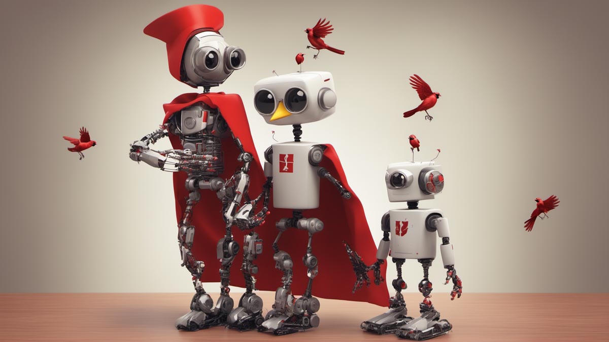 Art generated by Sara Pirahmadian depicting robots with bird features