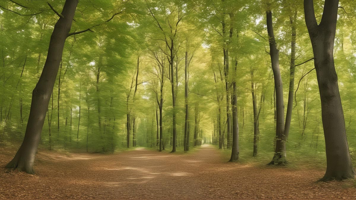 Art generated by Faun Winthrop depicting a forest path