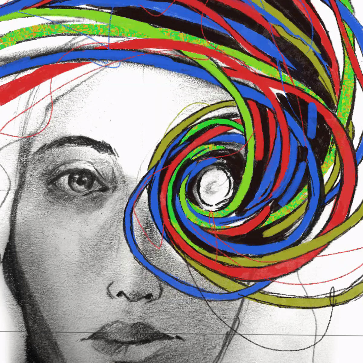 Art generated by Hannah Dickerson depicting a marching band