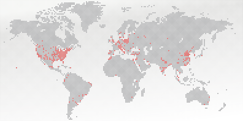 A map of OSC user locations around the world