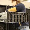 Staff member Frantisek Bartik works on the Ascend test node in OSC's data center in Columbus, Ohio.