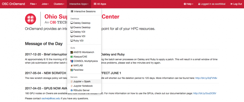 OSC OnDemand Dashboard